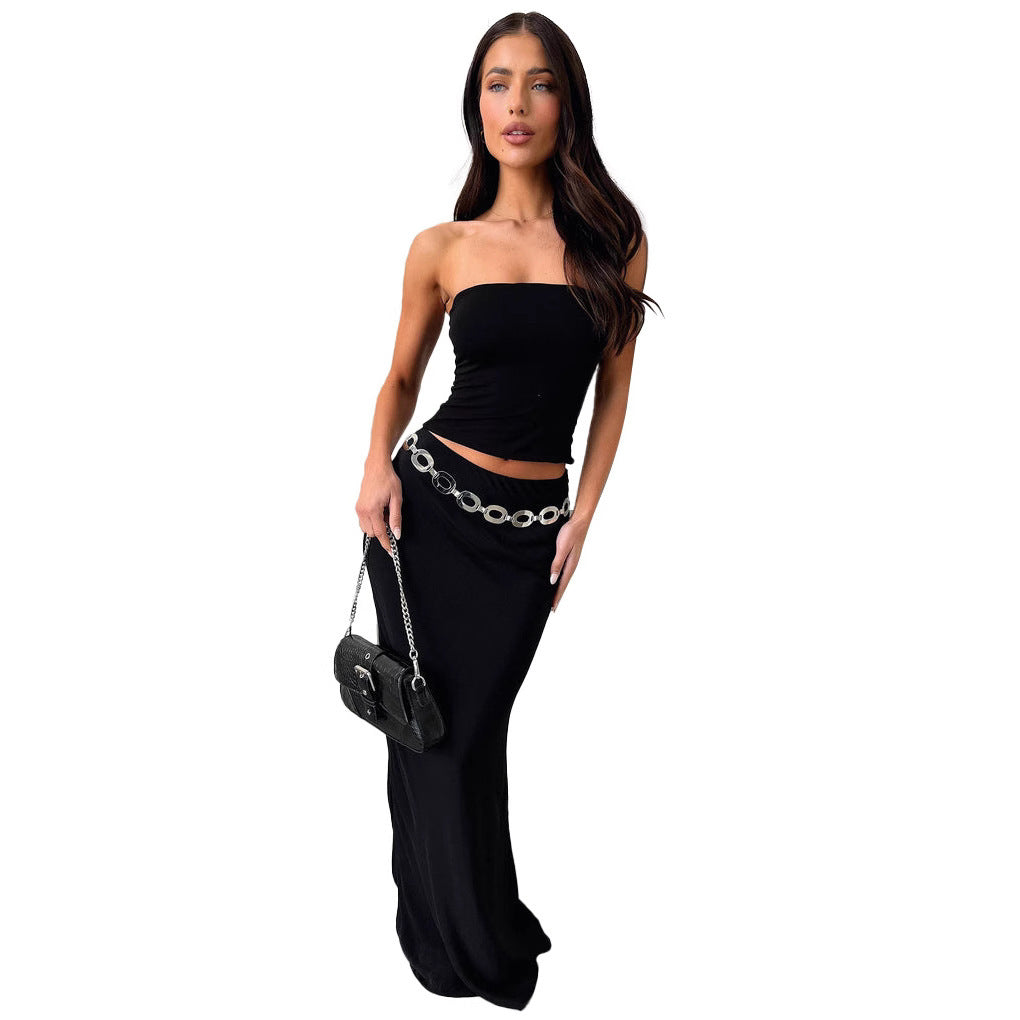 Slim Fit Two-piece Suit Tube Top Dress